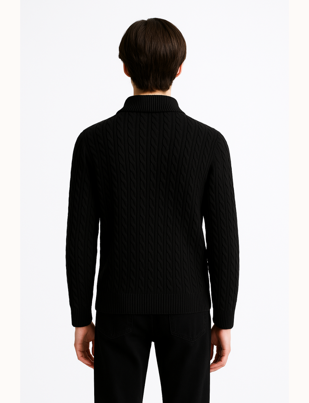 Cable-knit trucker-neck sweater