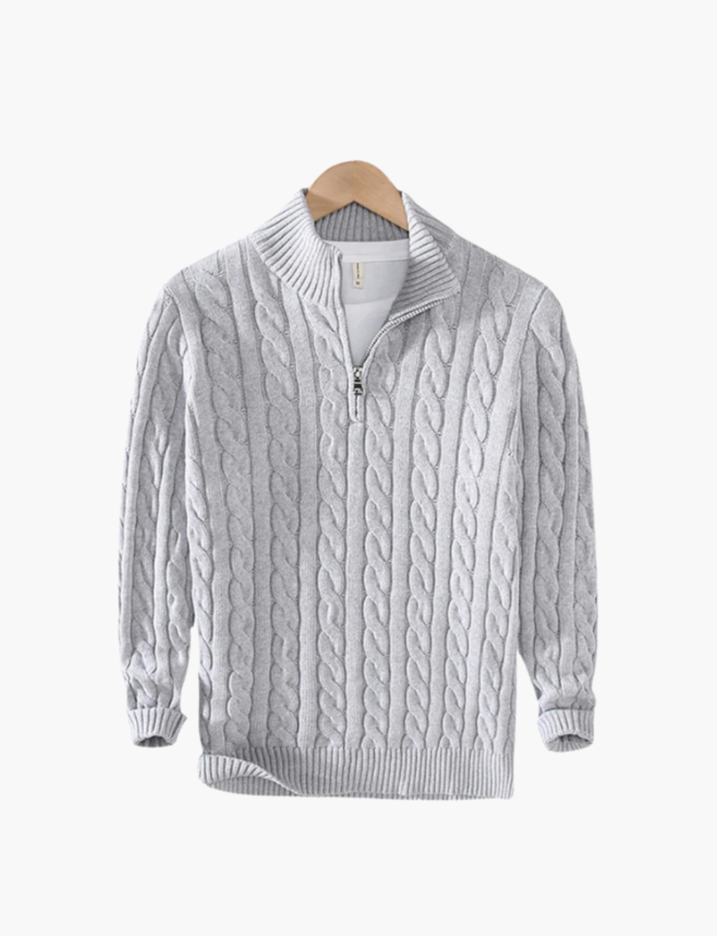 Cable-knit trucker-neck sweater