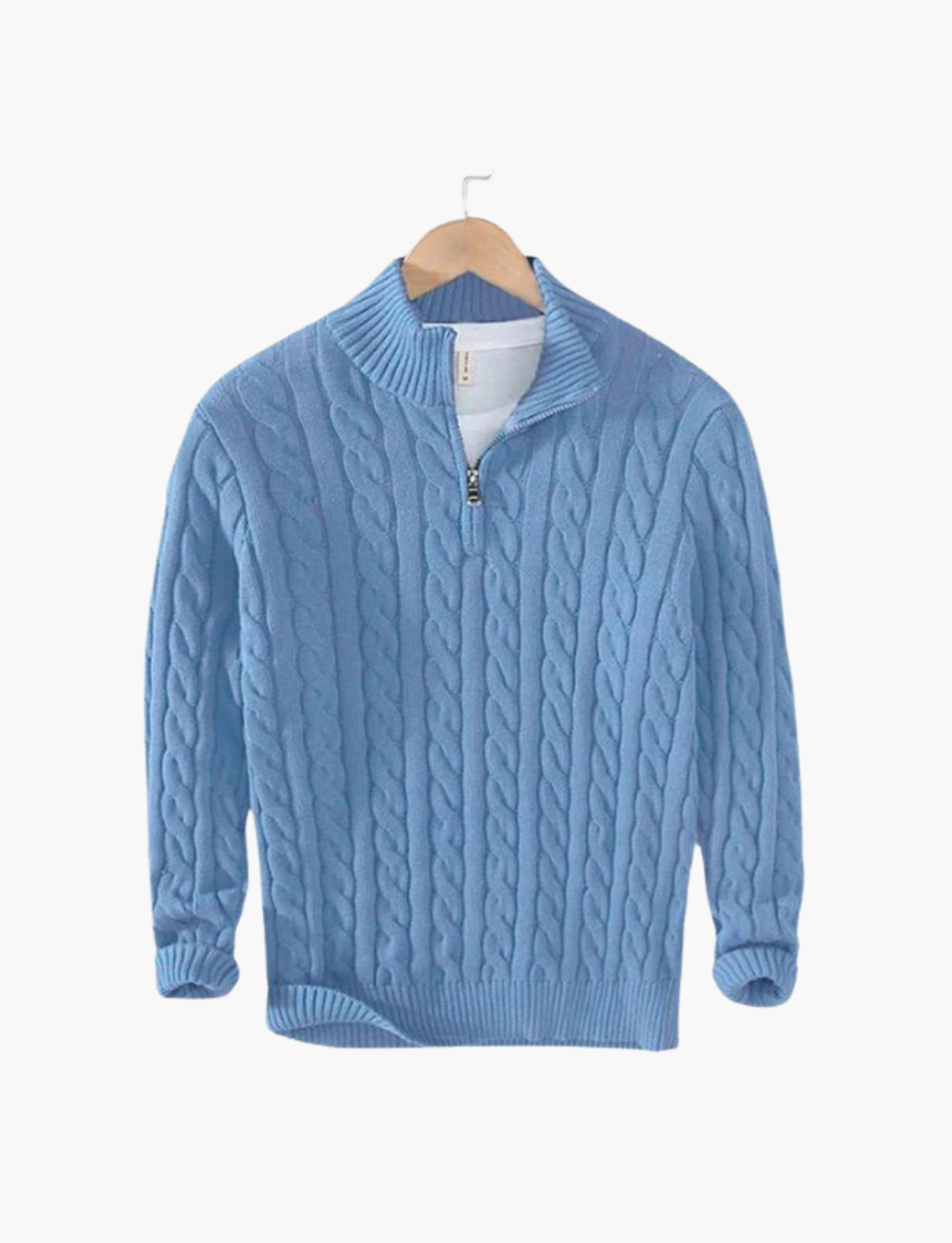 Cable-knit trucker-neck sweater