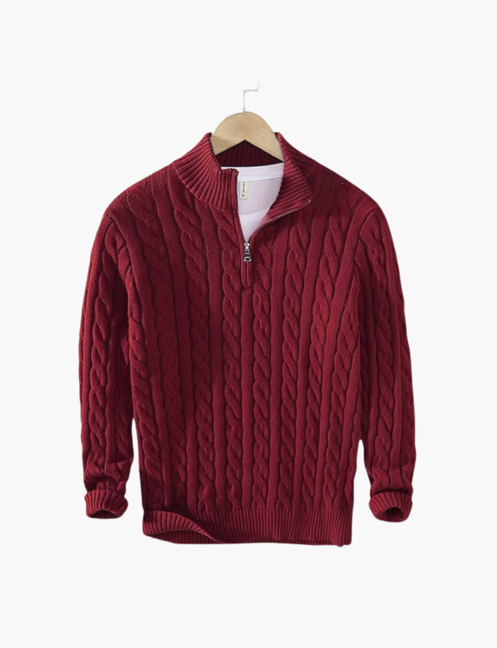 Cable-knit trucker-neck sweater